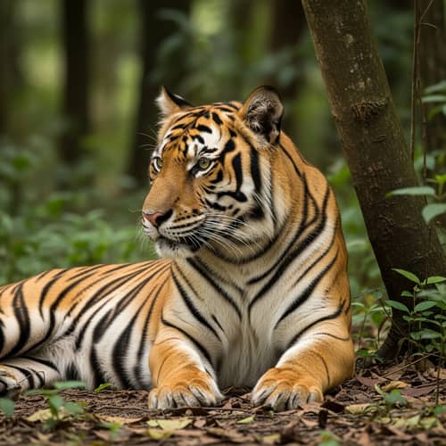 Majestic Tiger in Tropical Jungle - Wildlife Photography