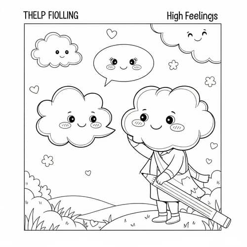 Enchanting Whimsical Clouds Coloring Page for Children
