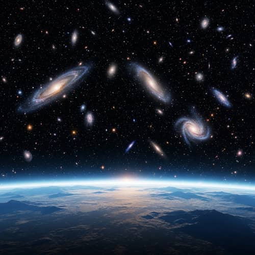 Three-Dimensional Space with Galaxies and Quasars on the Horizon