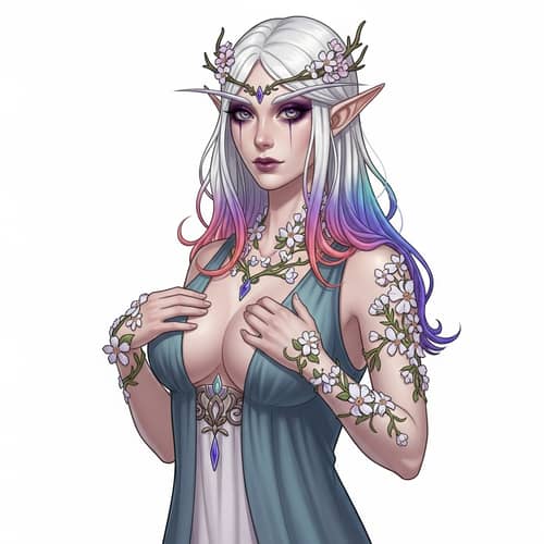 Captivating Elven Character with White Hair and Enchanting Features