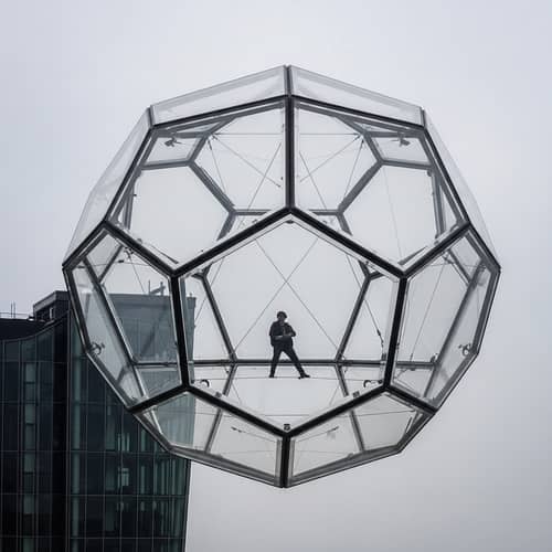 Minimalistic Geometric Art | Glass Icosahedron Sculpture