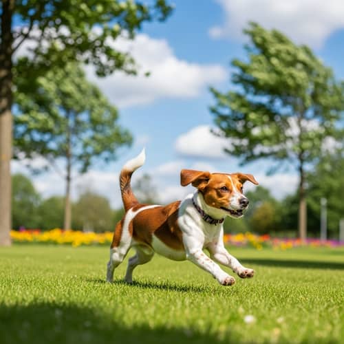 Playful Dog Enjoying Sunny Day in Grassy Park