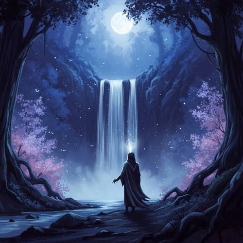 Moonlit Forest Waterfall: Ethereal Beauty & Wonder Captured