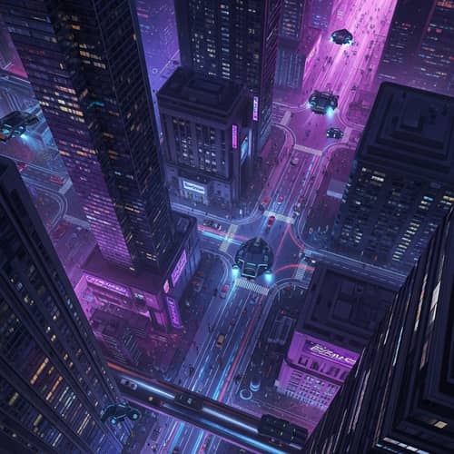 Futuristic Cyberpunk City at Dusk | Neon Lights & Flying Vehicles
