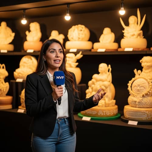 Unique Cheese Statue Exhibition - Culinary Artistry Showcase