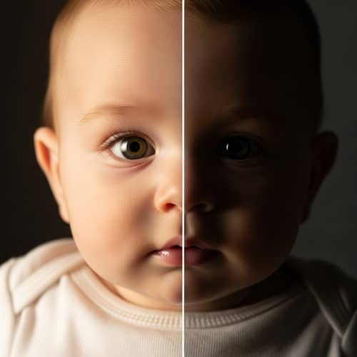 Innocence and Curiosity: Contrast Lighting on Baby's Face