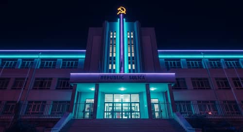Portugal Republique School: Futuristic Soviet Architectural Fusion