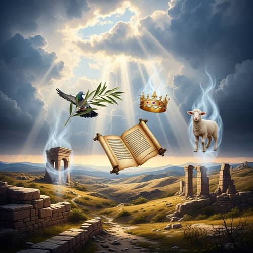 Biblical Prophecies: Desolate Landscape with Symbolic Elements