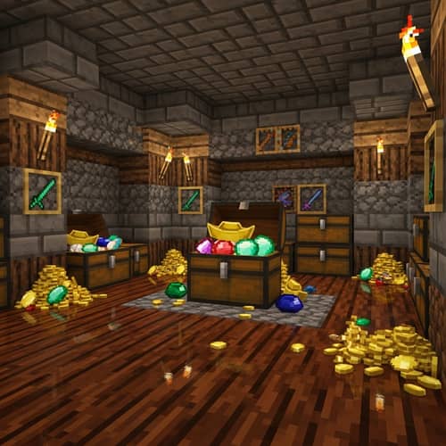 Minecraft Treasure Room with Stone and Wood