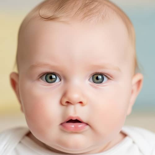 Curious Caucasian Baby with Striking Green Eyes | Chubby Cheeks