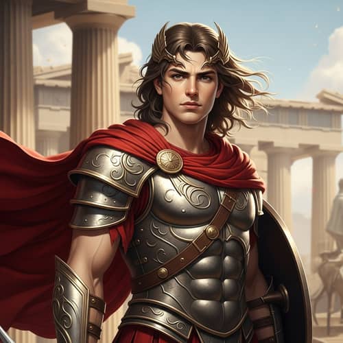 Ares - Greek God of War | Divine Armor, Red Cape, Flowing Hair
