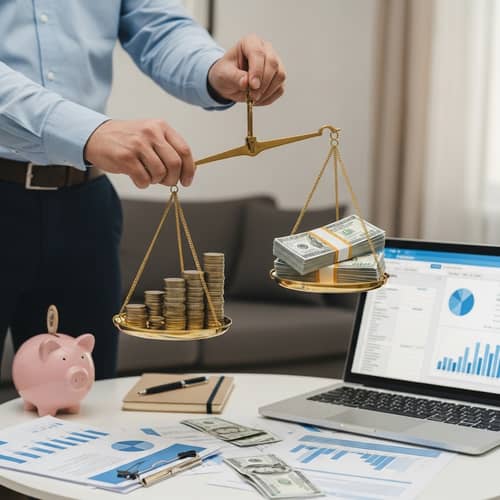 Personal Finance: Wealth vs Debt Contrast Scene