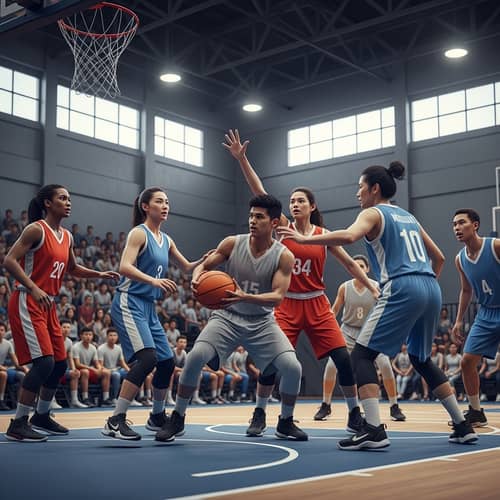 Action-Packed Basketball Match with Diverse Players