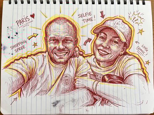 Vibrant Hand-Drawn Portraits in Red & Yellow Vibrant Hand-Drawn Portraits in Red & Yellow