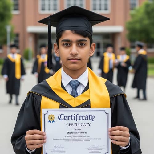 Young South Asian Boy Graduates: Symbol of Academic Success