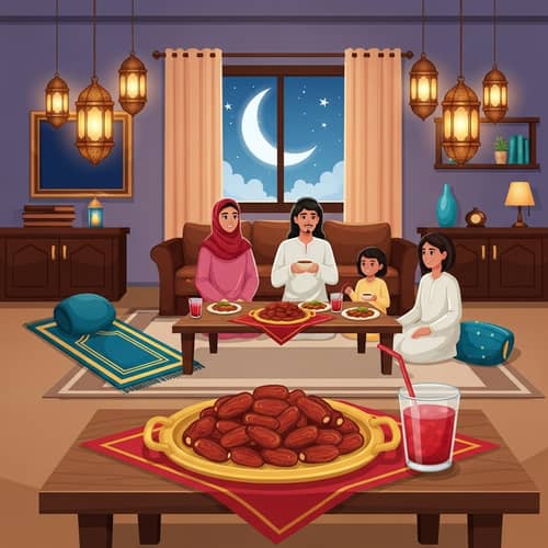 Traditional Middle Eastern Home Ramadan Illustration