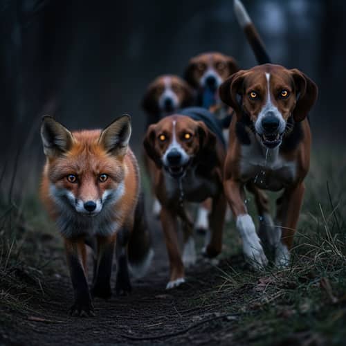 Eerie Fox Chase: Haunting Midnight Forest Pursuit