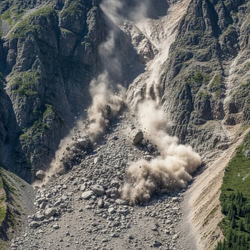 Mountain Landscape Landslide Illustration