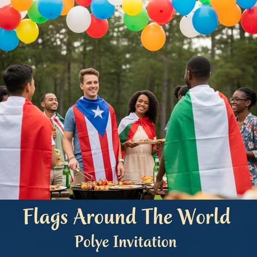 Flags Around The World Celebration BBQ Invitation