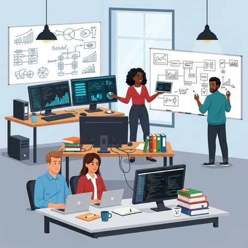 Collaborative Data Engineers in Modern Office Setting | Teamwork Illustration