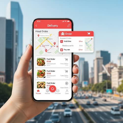 Modern Smartphone-Based Delivery App Interface | Food Orders, Maps & More