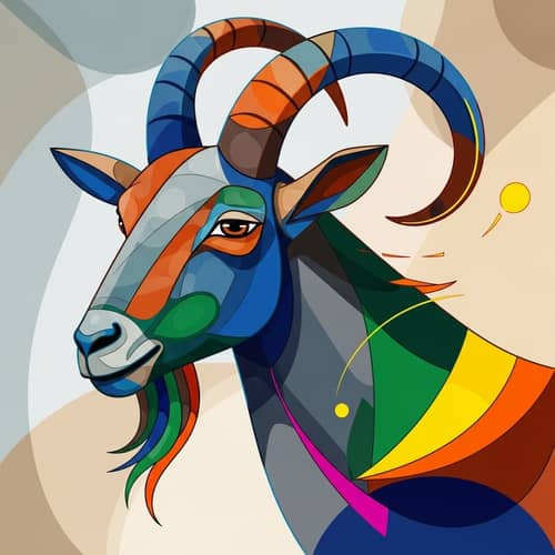 Abstract Goat Art | Geometric Shapes & Organic Forms