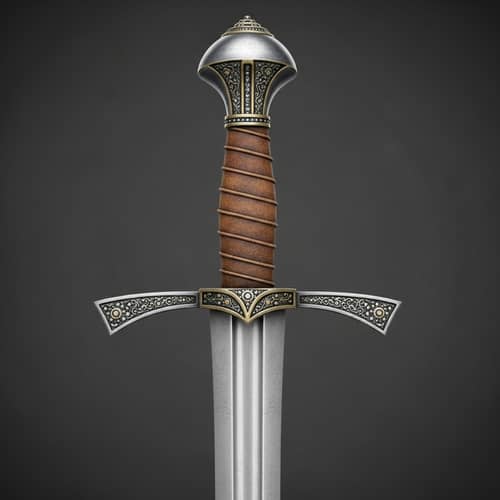 Intricate Medieval Sword - Detailed Design with Polished Steel Blade