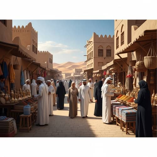 Vibrant Saudi Arabian Cultural Scene | Diverse Pedestrians, Traditional Vendors