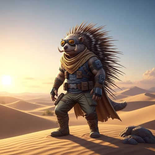 Male Porcupine Battle Royale Character in Desert Biome
