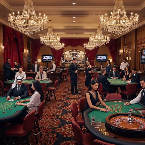 Extravagant Casino Scene Desktop Wallpaper