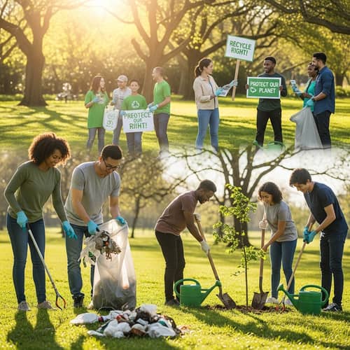 Diverse Community Environmental Volunteer Work | Recycling & Conservation