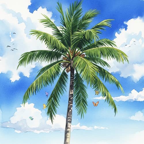 Vibrant Palm Tree Watercolor Painting | Nature-Inspired Art