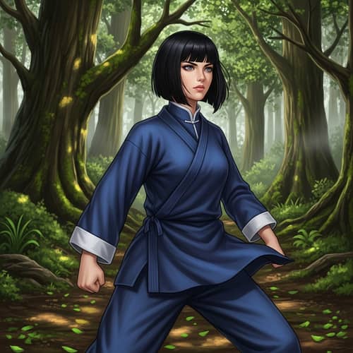Female Martial Artist in Forest - Hinata Naruto Shippuden