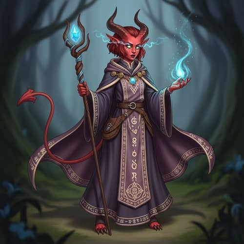 Female Tiefling Wizard Illustration | Magical Fantasy Art