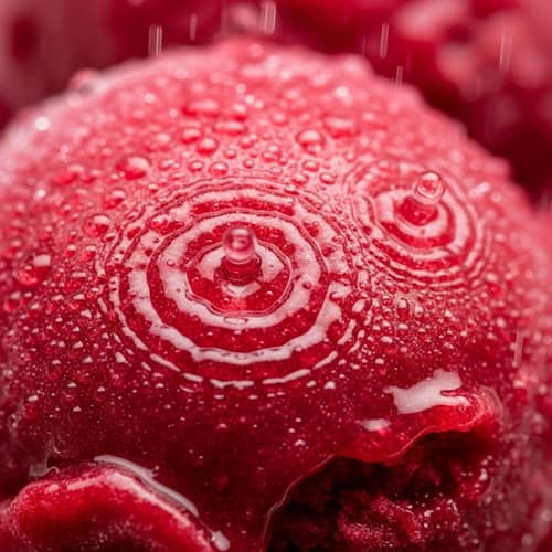 Raspberry Sorbet Texture Under Rainfall | Intricate Patterns