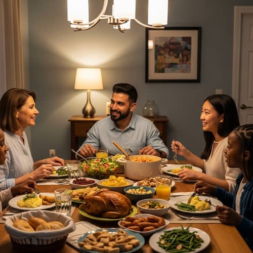 Multicultural Family Dinner Scene - Heartwarming Gathering
