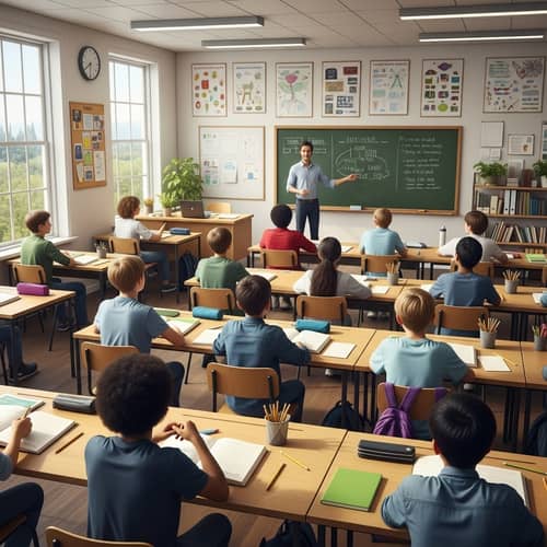Diverse Classroom Setting with Teacher and Students