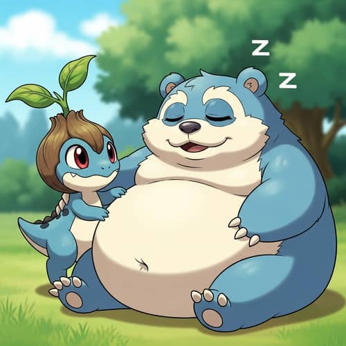 Playful Cartoonish Wallpaper with Two Friend Creatures