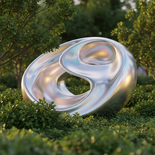 Futuristic Nature with Metallic Shape in Serene Environment