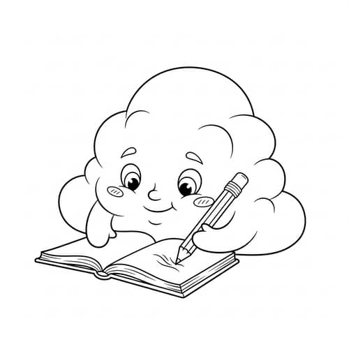 Whimsical Cloud Coloring Page for Children | Printable & Online Sharing