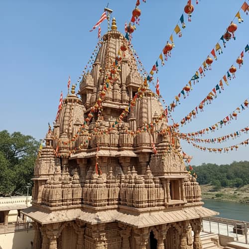 Traditional Hindu Temple Festival Scene