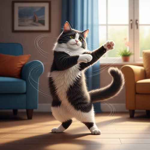 Playful Cat Dancing: A Fun Scene Unleashed