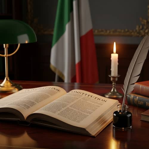Italian Constitution Image in Vintage Study Room