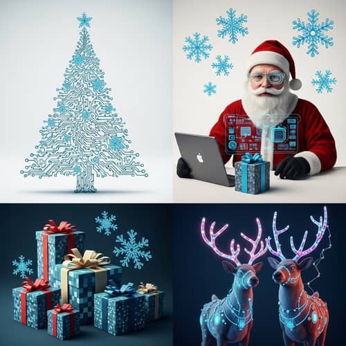 Digital Christmas Collage for AI and Data Company