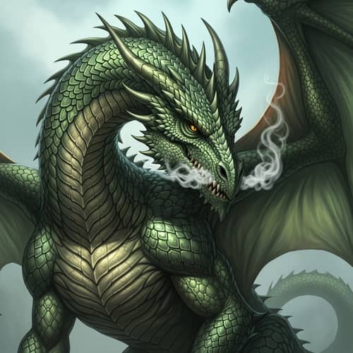 Realistic Green Dragon Art: Majestic Mythical Creature