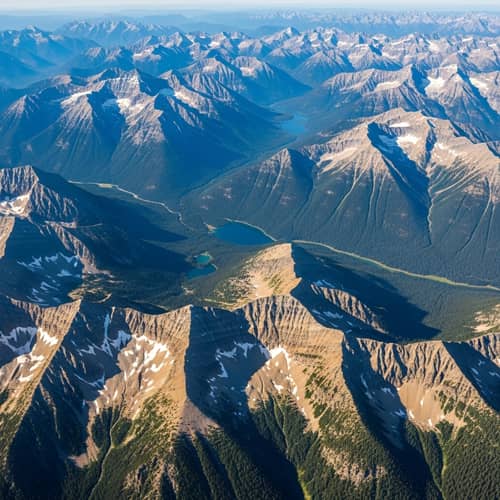 Vibrant Mountain Range: Aerial Panorama of Wilderness Beauty