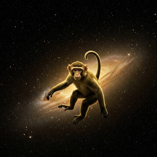 Celestial Monkey in Space: Black, Gold, Yellow Marvel