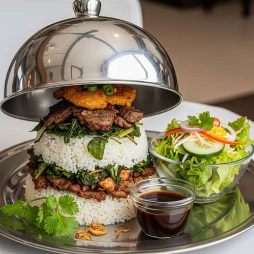 Exotic Multi-Layered Cuisine under Silver Cloche