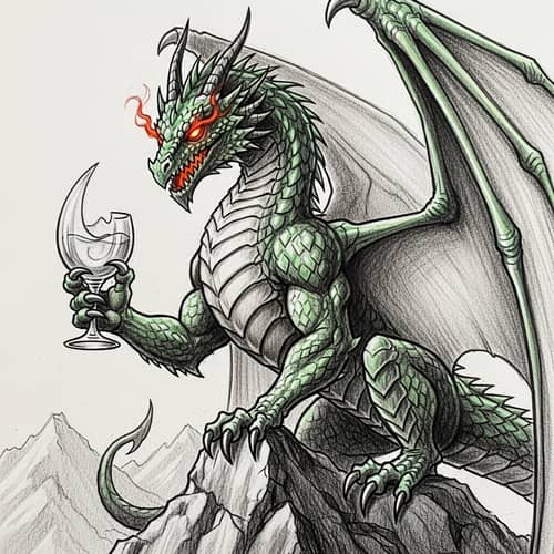 Regal Dragon Sketch: An Enigmatic Scene