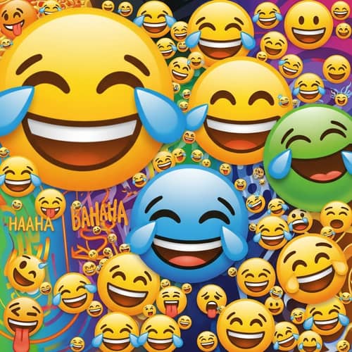 Expressive 'Laughing' Emojis in Abstract Art Style